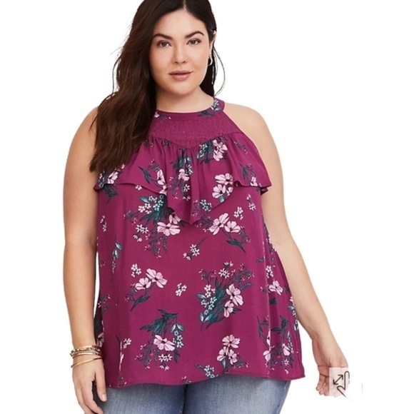 torrid Tops - TORRID CHALLIS RUFFLE TANK